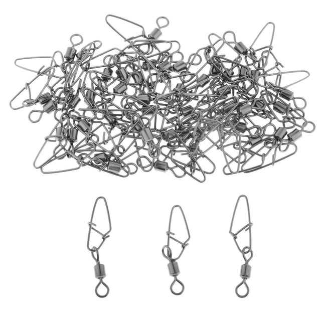 S SERENABLE 50pcs Rolling Swivels with Snap Swivels Lock Snap 3.4cm