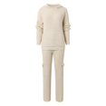thumbnail image 5 of Women's Hooded Sports Casual Sweater Knitted Set Interview Outfit Pant Suits for Women Dressy Wedding Guest Girls Interview Suit Fancy Suits for Women Two Piece Pants Outfits plus Size Pant Suits for, 5 of 8