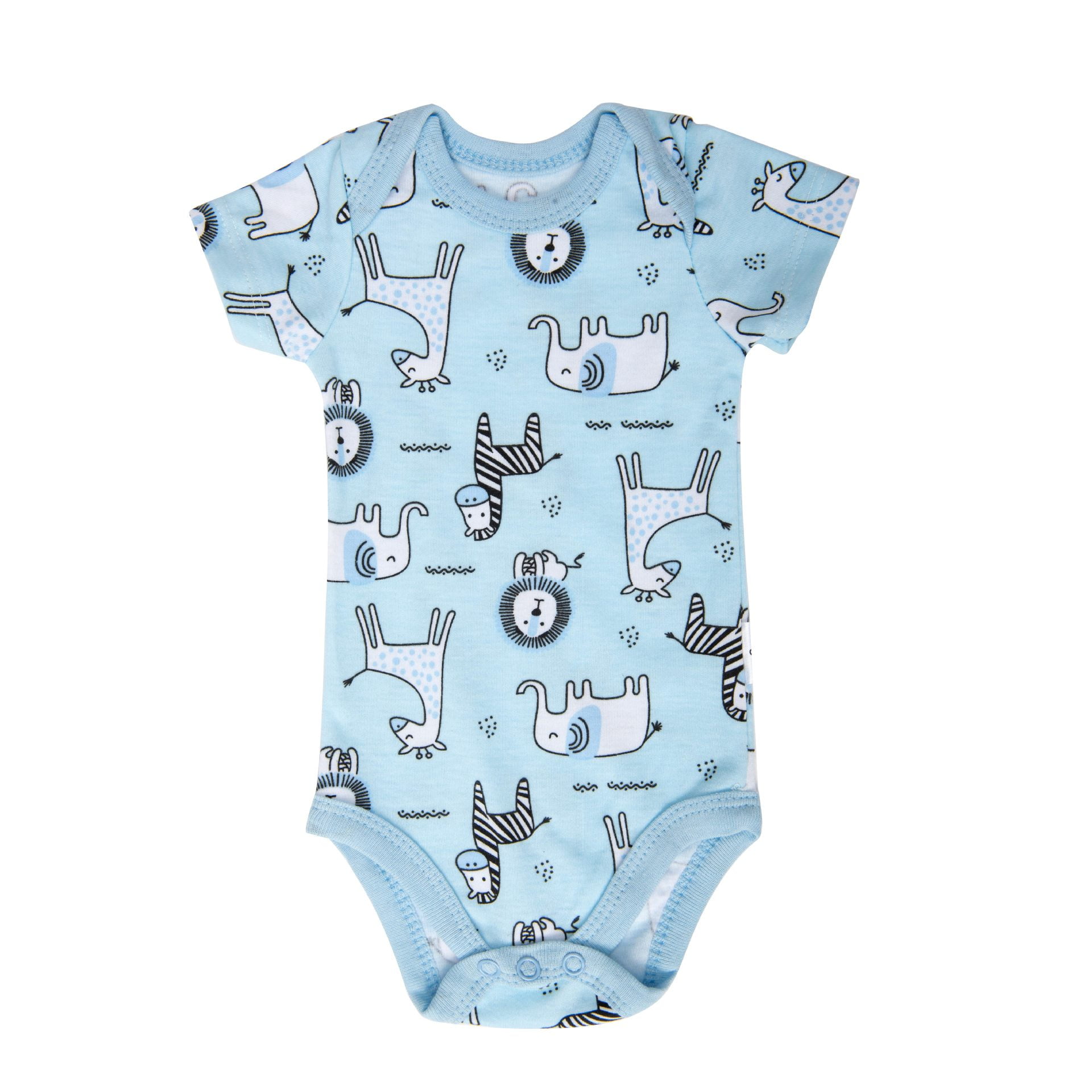 HWJAD Baby Boys 100% Cotton 5-pack Short Sleeve Bodysuits Onesies for Newborn Infant Baby