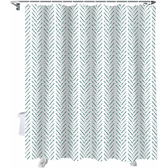 Shower Curtain Teal Stripes Shower Curtains for Bathroom Decor Modern Art Lines Shower Curtain Sets with Hooks Waterproof Fabric Bath Curtain Standard 72" X 72"