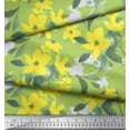 thumbnail image 3 of Soimoi polyester Crepe Fabric Leaves & Yellow Flower Watercolor Print Sewing Fabric Yard 42 Inch Wide, 3 of 3