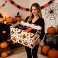 thumbnail image 2 of Halloween Print Fabric Storage Basket, Soft Foldable Pumpkin Ghost Bin Multi-Purpose Home Closet Shelf Organizer with Handles, 2 of 6