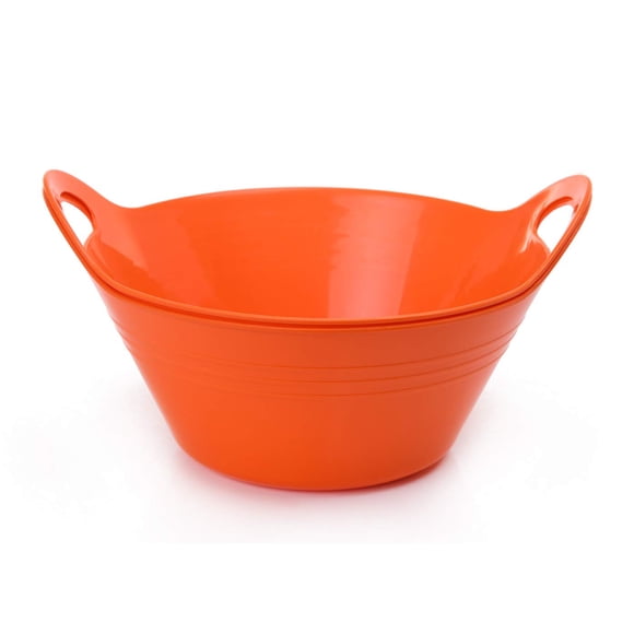Cuencos de plástico Mintra Home, 4,5 L, tamaño grande, con asas, paquete de 2, color naranja