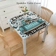 thumbnail image 2 of BANET Animal Dog Holding Flower Fence Farm Truck Table Cover with Elastic Edge Waterproof Table Cloth,Watercolor Teal Gingham Circle Table Covers, 2 of 7
