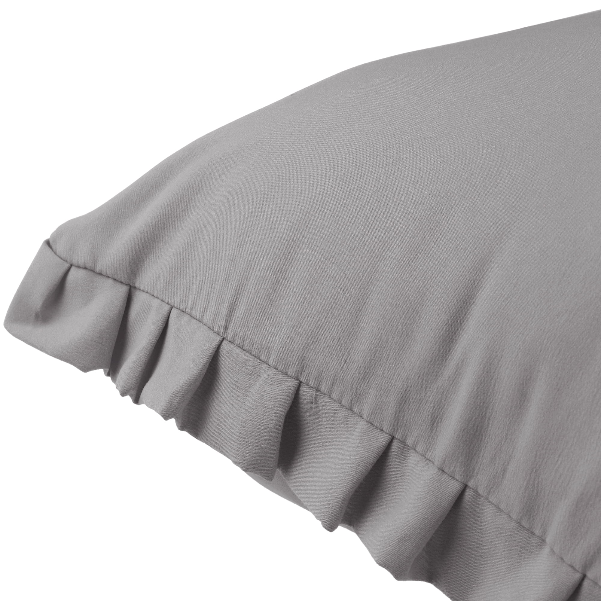 Unique Bargains Pack of 2 Ruffled Edge Ruffled Envelope Closure Pillow Shams Gray Queen
