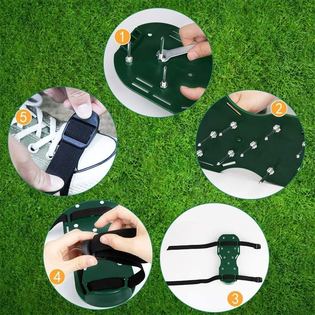 Kieccall Lawn Aerating Spike Shoes Self Leveling Epoxy Spike Shoes for Garden Lawn Soil Loosening Epoxy Projects 0.98 inch Spikes