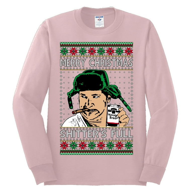 Wild Bobby Shitter s Full Cousin Eddie Christmas Family Vacation Ugly Christmas Sweater Men Long Sleeve Shirt Light Pink Small Walmart