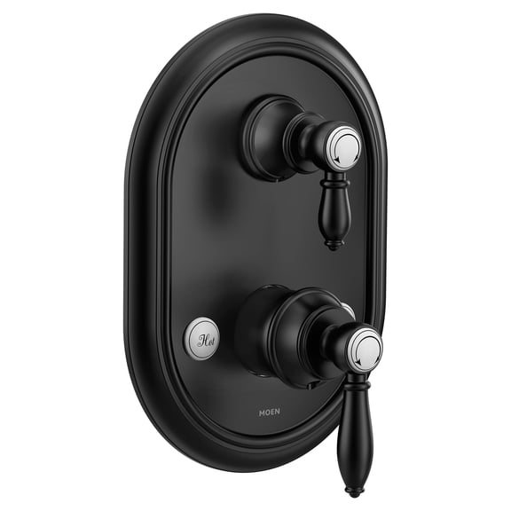 Moen UTS4311 Matte Black Manual 2-Modes 2-Handles Shower Valve Trim
