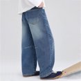 thumbnail image 5 of NIEWTR Big Kids' Cargo Pants, Wide Leg Denim Pants with Elastic Waist for Boys and Girls, Spring Fall Youth Trousers, 5 of 5