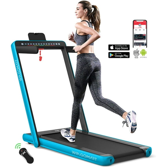 WINGOMART WT-Pro Folding Under Desk Treadmill & Walking pad Folding Walking Jogging Machine with a built-in Heart Rate sensor/ Bluetooth Speaker/ Remote Control and Smart APP