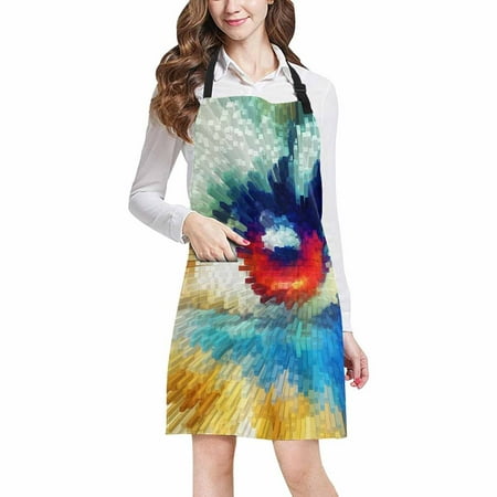 

ASHLEIGH Abstract Mosaic Women Eyes Beaming Makeup Polygon Effect Adjustable Bib Apron with Pockets Commercial Restaurant and Home Kitchen Apron for Women Men