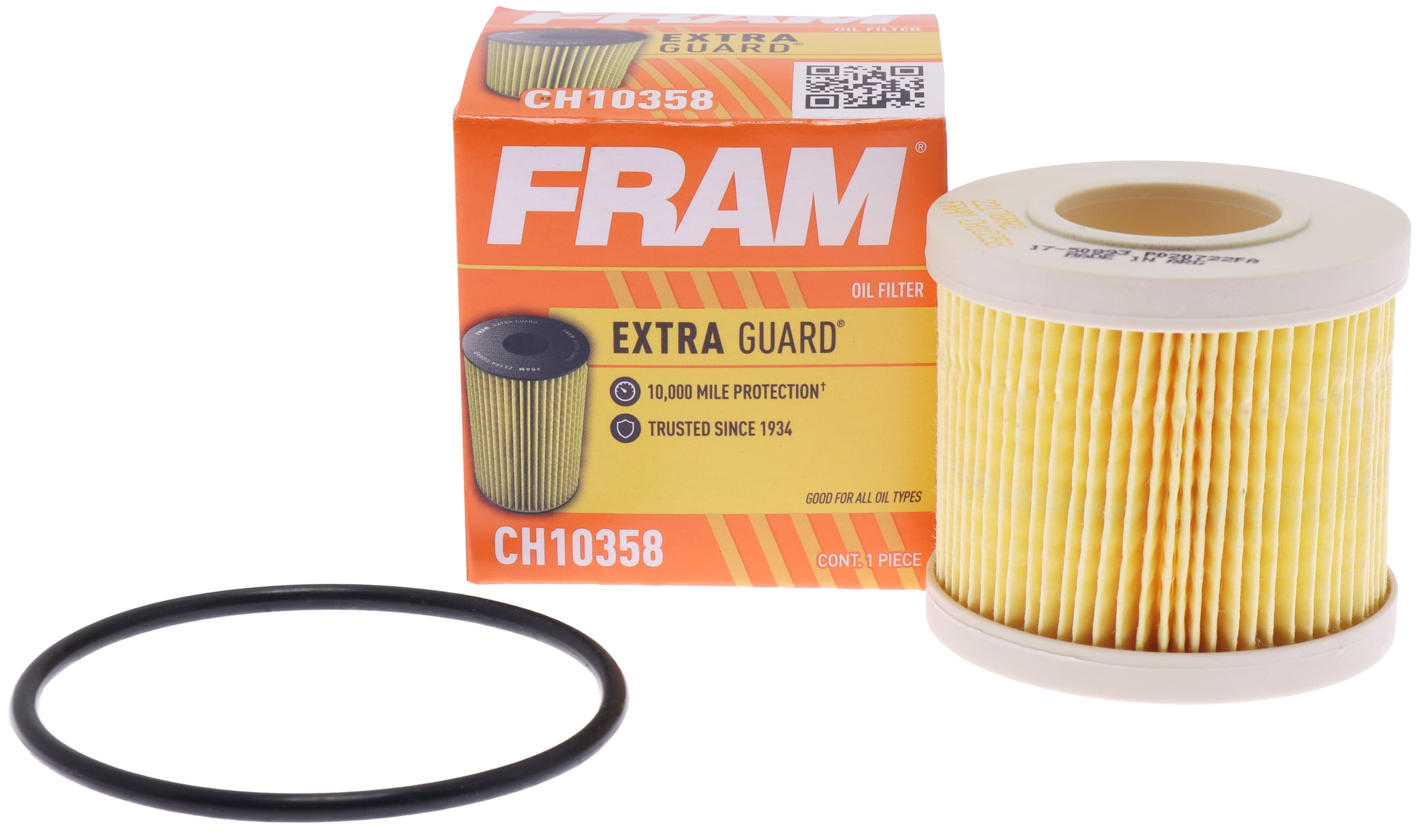 (2 pack) FRAM Extra Guard Oil Filter, CH10358, 10K Miles, Replacement Oil Filter Fits Select Vehicles
