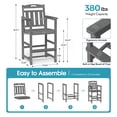 thumbnail image 2 of Ciokea High Adirondack Bar Chair, Outdoor Bar Stool for Balcony, Backyard, Poolside, Gray, 2 of 7