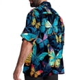 thumbnail image 3 of Flower Butterfly Men's Hawaiian Print Casual Button Down Short Sleeve Summer Beach Shirt - Unisex, 3 of 6