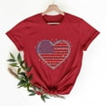 thumbnail image 2 of Summer Save 4Th Of July Patriotic Shirt For Women Independence Day Tee Usa Flag Star Stripe Tops Regular Size Slim Fitted Tee Shirts Round Neck T-Shirts Rolled Sleeve Shirt Boho Beach Holiday Outfit, 2 of 7