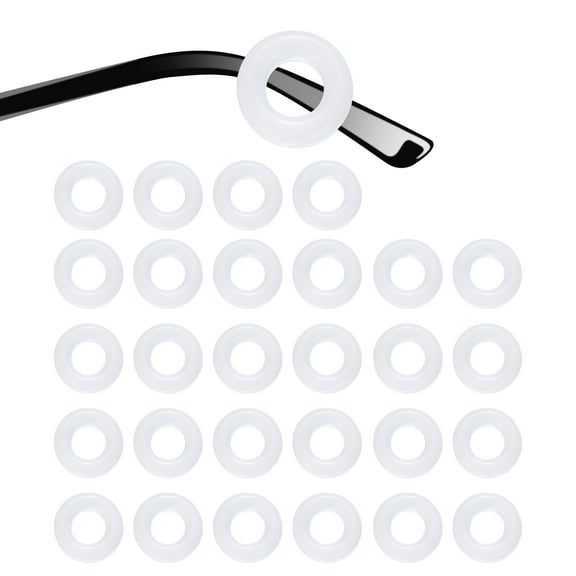 14 Pairs Glasses Ear Grip 0.52" Silicone Ring Type Eyewear Retainer, White