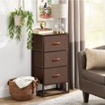 thumbnail image 2 of mDesign Bedside Table with 3 Drawers – Chest of Drawers Made of Fabric, Metal and MDF Wood – Storage System for The Bedroom or Living Room – Espresso Brown, 2 of 7