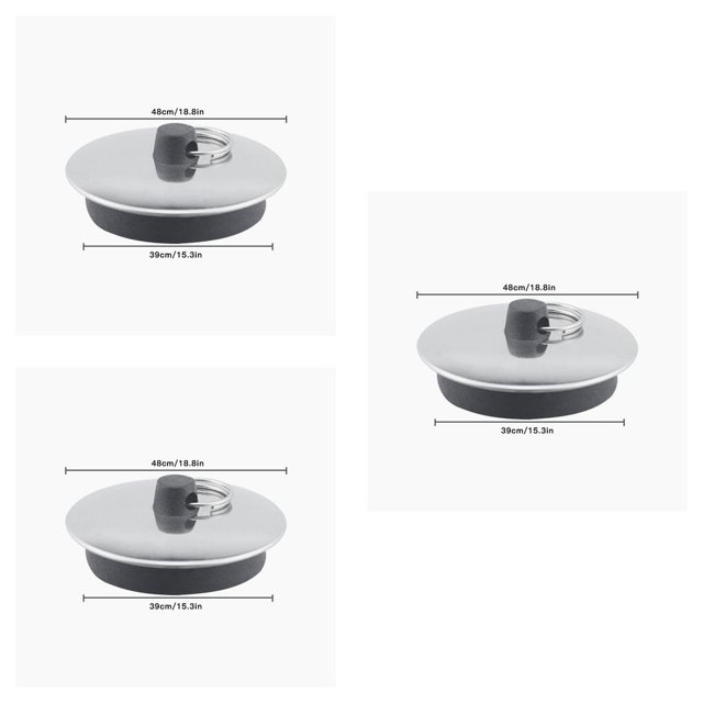 Yuarrent Tapón de desagüe para fregadero de cocina, lavabo para baño, bañera, tapón antideslizante de goma metálica con anillo Type1