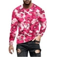 thumbnail image 3 of Jinhomg Mens Camouflage Shirts Big and Tall Comfy Long Sleeve Crew Neck Blouses Slim Fit Spring Outdoor Athletic Tops Sportswear 2025 Saving Pink XL, 3 of 6