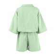 thumbnail image 5 of WTOBBY Women's Modern Turtleneck Zipper Top & Relaxed Shorts 2-Piece Set, Solid Color Casual Outfit with Streetwear Vibes,Light Green XL, 5 of 5