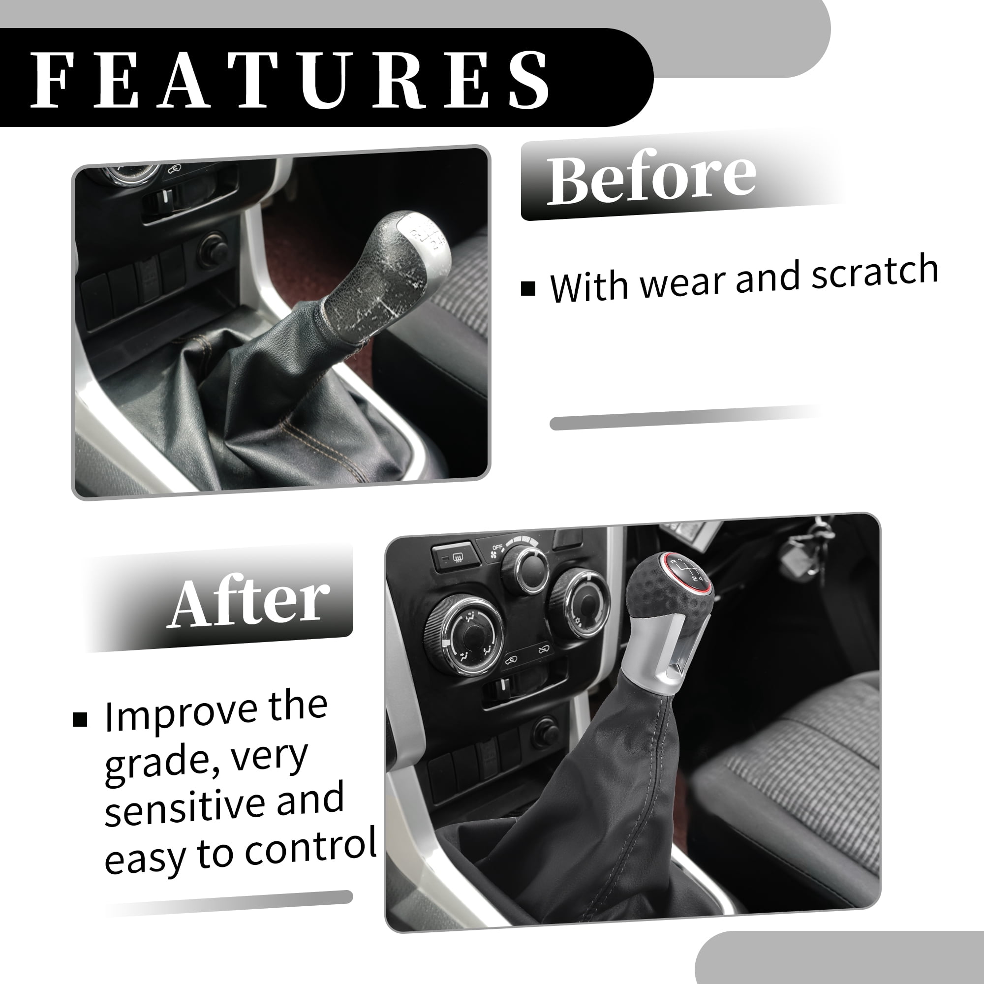 6 Speed Manual Gear Shift Knob with Boot Dust Cover - Stick Shifte Knob - for VW Golf 2013-2017 Plastic