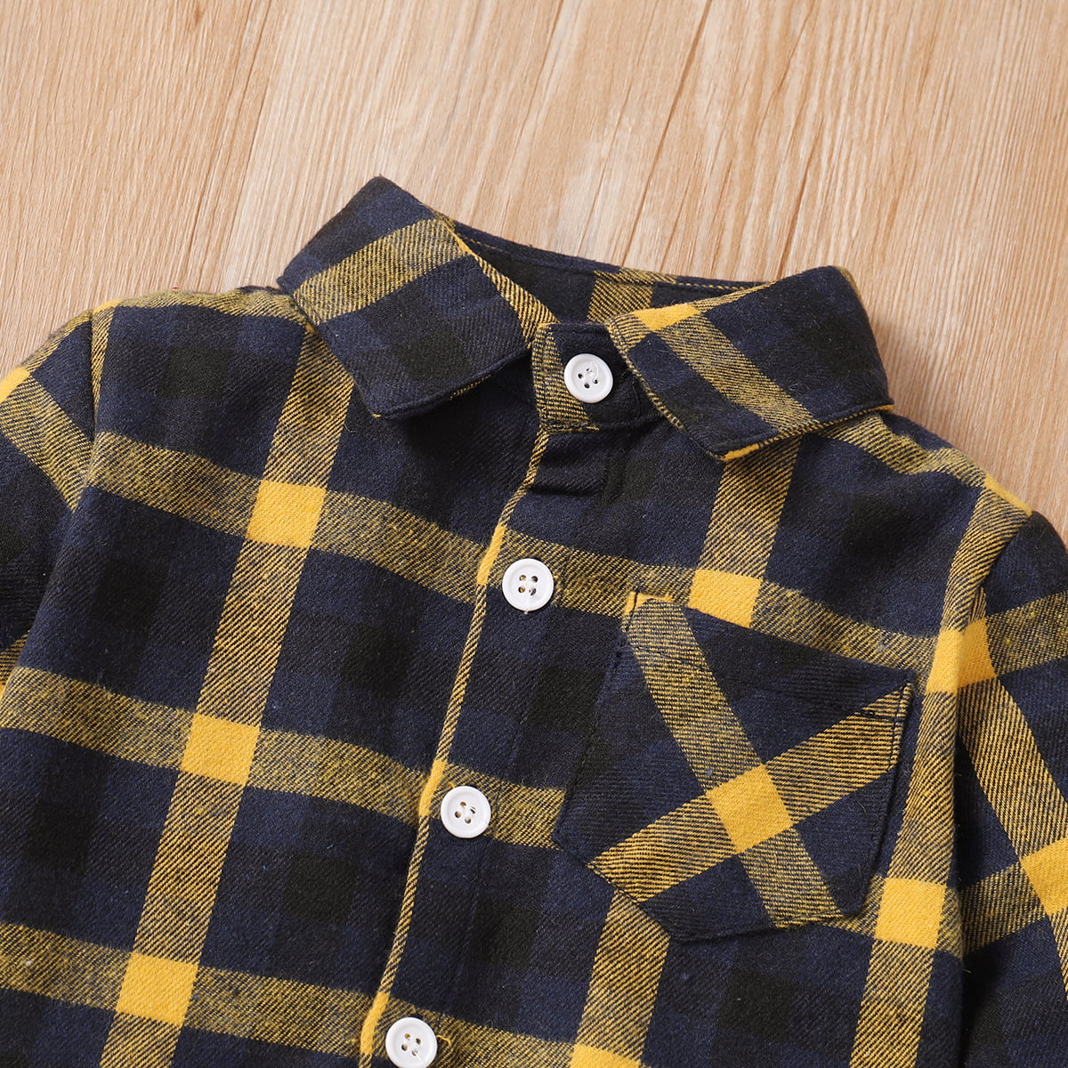 2-piece Toddler Boy Button Design Long-sleeve Plaid Shirt and Ripped Denim Jeans Set