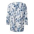 thumbnail image 5 of CHUANK Blouses pour Femmes Grande Taille Mode pour Femmes T-shirt Imprimé Ample Mi-Long Manches 3/4 Col Rond Hauts Décontractés, 5 of 5