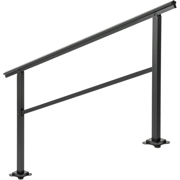 KFFKFF Exterior Staircase Support, Aluminum Handrail for Outdoor Steps, 60 x 35", Carries Up to 165LBS, Adjustable Angle 0-30°, Suitable for 4-5 Steps, Includes Mounting Screws