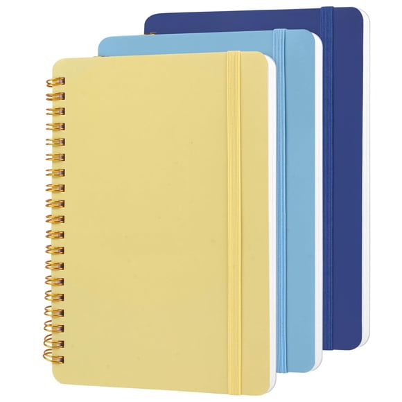 Cuaderno Utron de 3 piezas con espiral, 13 x 18 cm, azul, con banda elástica, 70 hojas