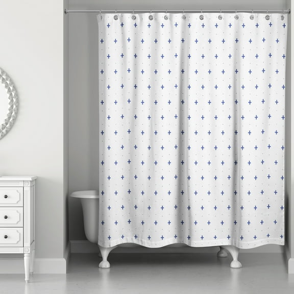 Creative Products Navy Coastal Pattern 71x74 Shower Curtain