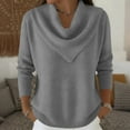 thumbnail image 2 of Sewkxo Sweater for Women Lightweight Triangle Neck Loose Sweater Tops Fall Winter Casual Long Sleeve Knit Sweaters Pullovers,Gray L, 2 of 4