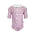 thumbnail image 6 of LYMAYTER Baby Girl One Piece Swimsuit Toddler Lapel Print Swimwear Short Sleeves Cute Beach Wear 12M-9Y, 6 of 7