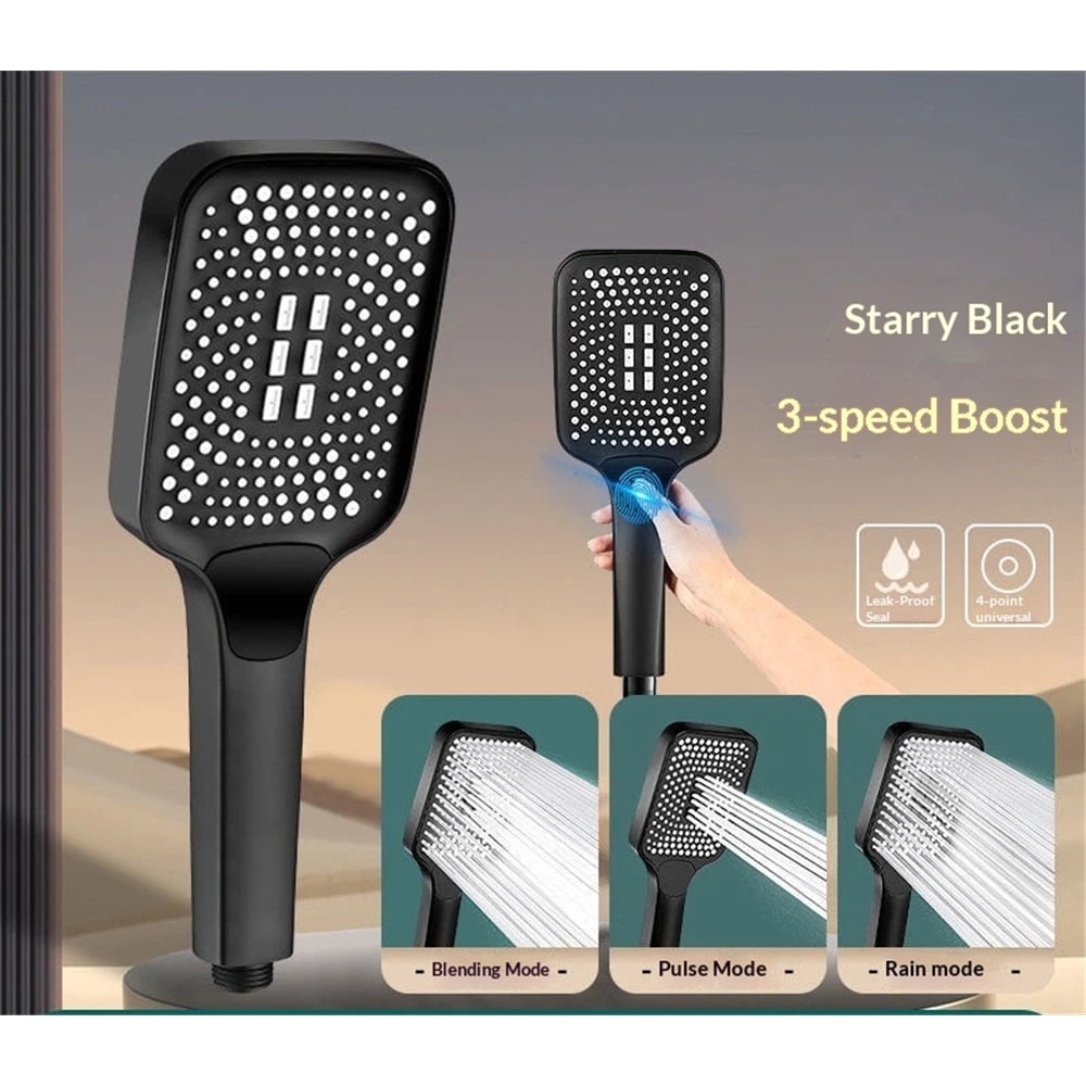 Black Shower Head with Handheld Spray High Pressure-Multifunction Strong Flow Rain Massage Showerhead（Only one showerhead）