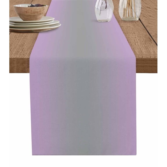 ERUNPONLY Light Purple Grey Ombre Table Runner - 72 Inch Long Modern Gradient Abstract Art Cotton and Linen Blended Dress Scarves Farmhouse Table Runner for Kitchen Dining, Coffee Table, 16" x 72"