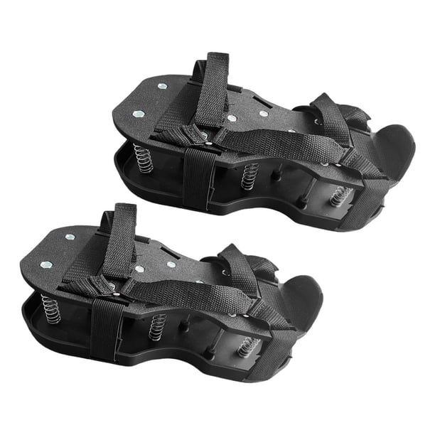 Zapatos aireadores de césped, aireador de jardín, herramienta de jardinería para el cuidado del césped, sandalias de aireación de césped con correas ajustables, zapatos para uñas Negro