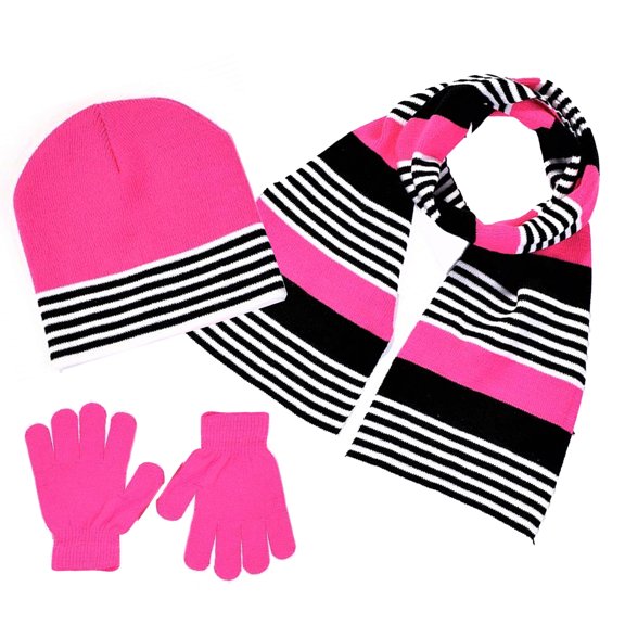Swak Girls Hat,Scarf & Glove Set-Kids Cold Weather Winter Accessories-Childrens 3 Pc Beanie Set-Big Girls Hat Scarves & Glove