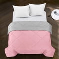 thumbnail image 1 of Pop Shop Tommy Toutes Saisons Alternative au Lavage Facile Réversible Basique Microfibre Ultra Douce Uni Simple Texturé Couette Couverture, Simple, Rose et Gris, 1 of 4