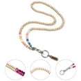 thumbnail image 5 of Waroomhouse Wooden Bead Lanyard Stylish Beaded Lanyard Id Badge Holder with Lobster Clasp Keyring Natural Wood Beads Work Card Lanyard, 5 of 8