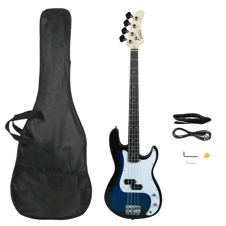 GP Electric Bass Guitar with Bag Strap Tools, Dark Blue