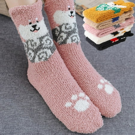 

Dress Choice Women Cute Cat Socks Winter Fuzzy Cozy Plush Slipper Socks Home Socks with Soft Warm Fleece Lining