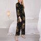 thumbnail image 3 of Balery Gold Glitter Pineapples Conjunto de Pijama con Estampado para Mujer, Conjunto de Dos Piezas con Manga Larga, Ropa de Dormir Suave con Bolsillos, Pijamas Cómodos-Small, 3 of 7