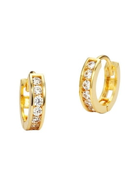 Baby Jewelry Product Image 14k Yellow Gold 11mm X 2 5mm Channel Huggie Children Baby S Earrings