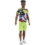 Barbie Ken Fashionistas Doll #123, Broad with Black Curly Hair in Multi-Colored Shirt & Shorts