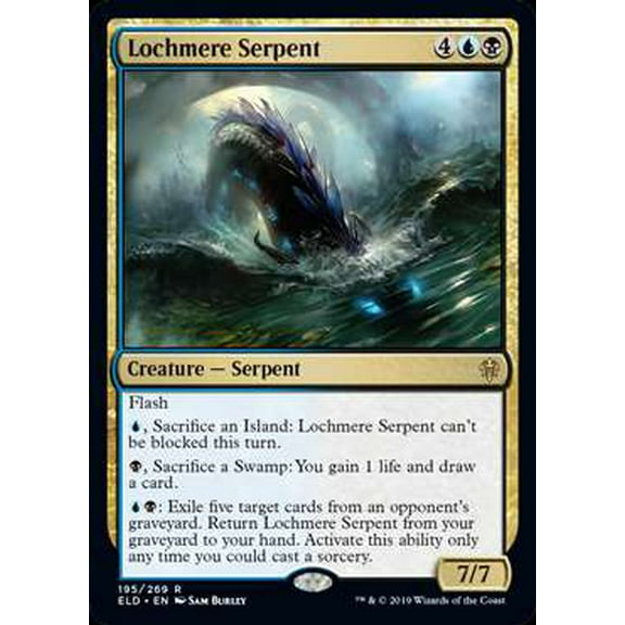 MtG Throne of Eldraine Rare Lochmere Serpent #195