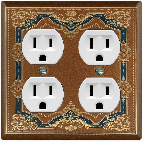 Metal Light Switch Plate Cover Elegant Victorian Cross Frame Blue Brown FRA068