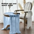 thumbnail image 4 of Artoid Mode Boho Sky Blue Gauze Wedding Table Runner, 400 cm Cheesecloth Fabric Kitchen Dining Holiday Table Decor for Home Party Indoor, 4 of 12