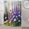 thumbnail image 5 of Fabric Shower Curtain Oil Painting Style White Daisy Purple Lavender Bees Garden Shower Curtains with 12 Hooks Waterproof Machine Washable Bath Curtains for Bathroom, 36 x 72in, 5 of 6