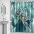 thumbnail image 6 of Sea Turtle Bathroom Shower Curtain, Ocean Life Modern Art Waterproof Washable Soft Bath Curtain for Bathtub Decor with 12 Hooks&Grommet, 66x72 Inch, 6 of 9