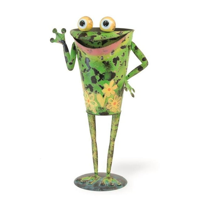 Boston International SIN19231 Filmore Bug Eye Frog Metal Planter