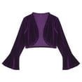 thumbnail image 3 of YONGHS Kids Girls Velvet Cardigan Bolero Open Front Long Sleeve Shrug Shawl Cover Up for Dress Dark Purple 16, 3 of 5